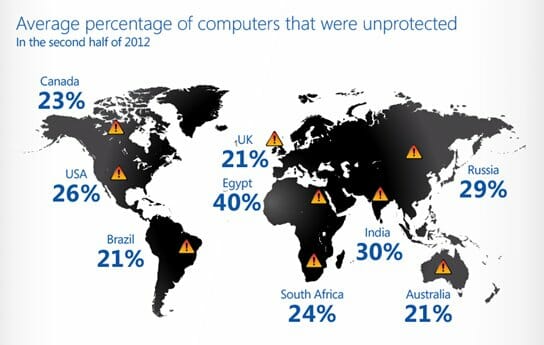 map of unprotected computers