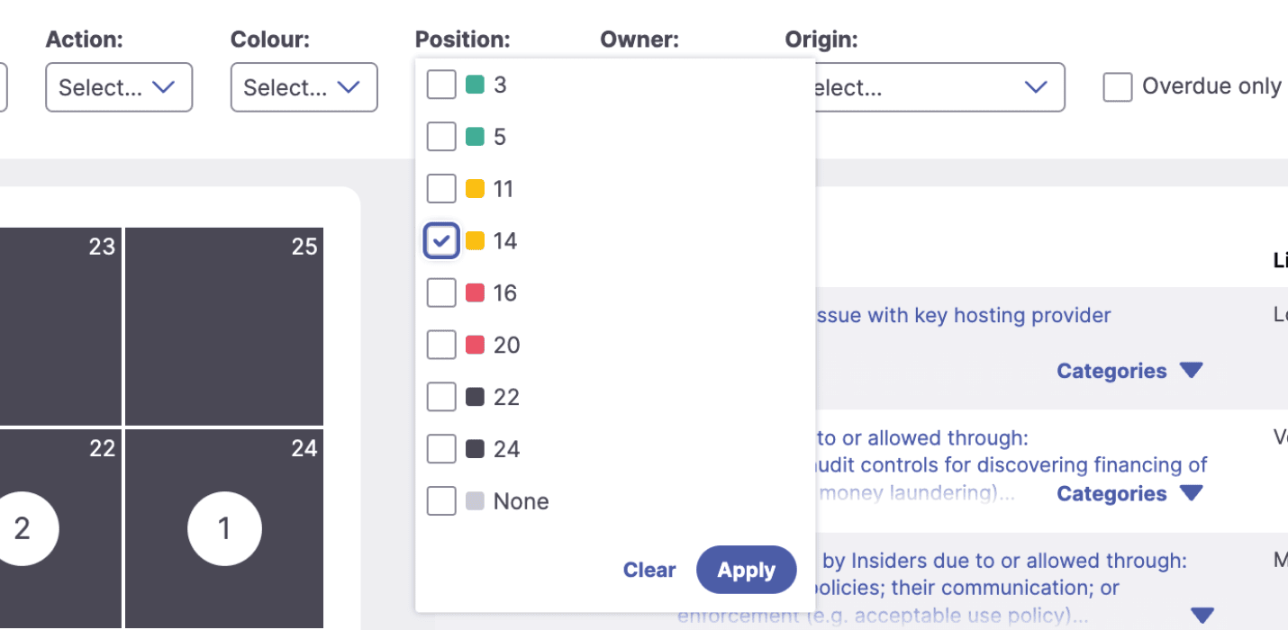 Filter your risks by position